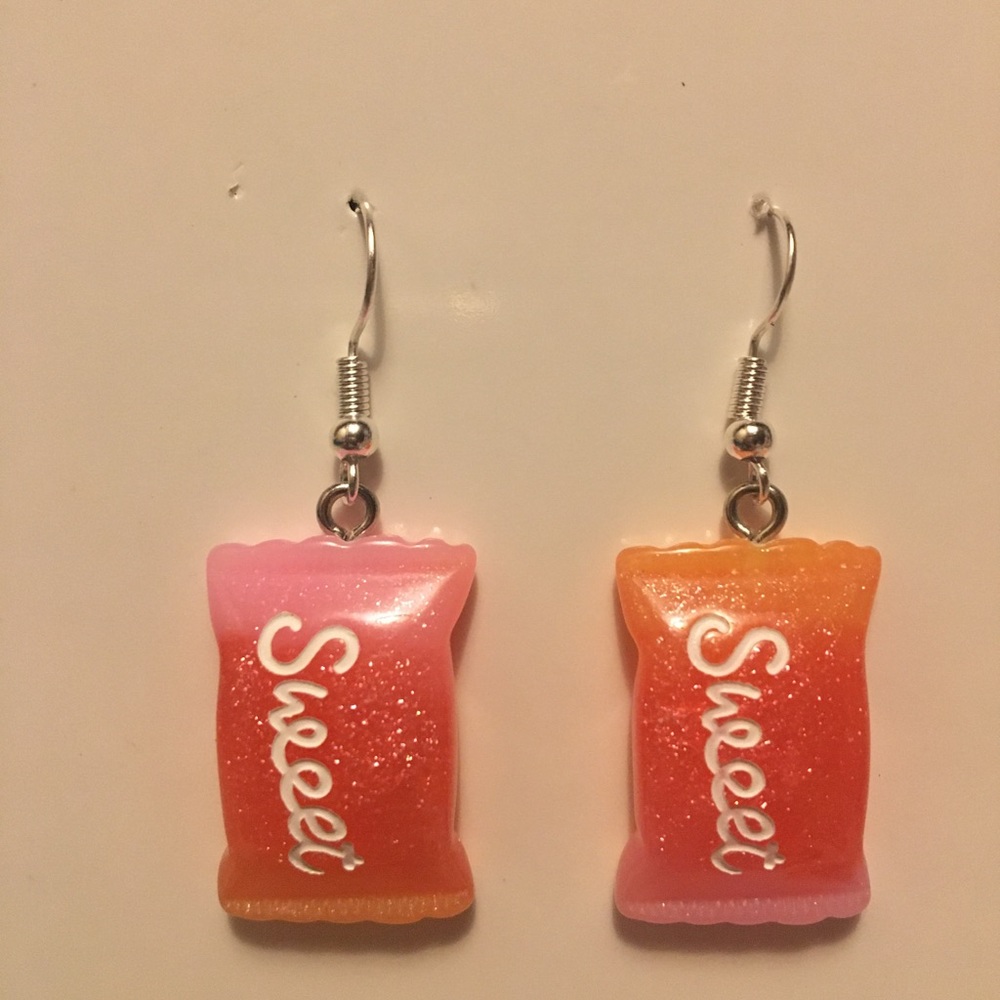 Candy bag earrings.